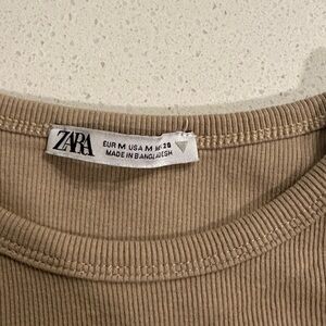Zara Tan Ribbed Tank Top